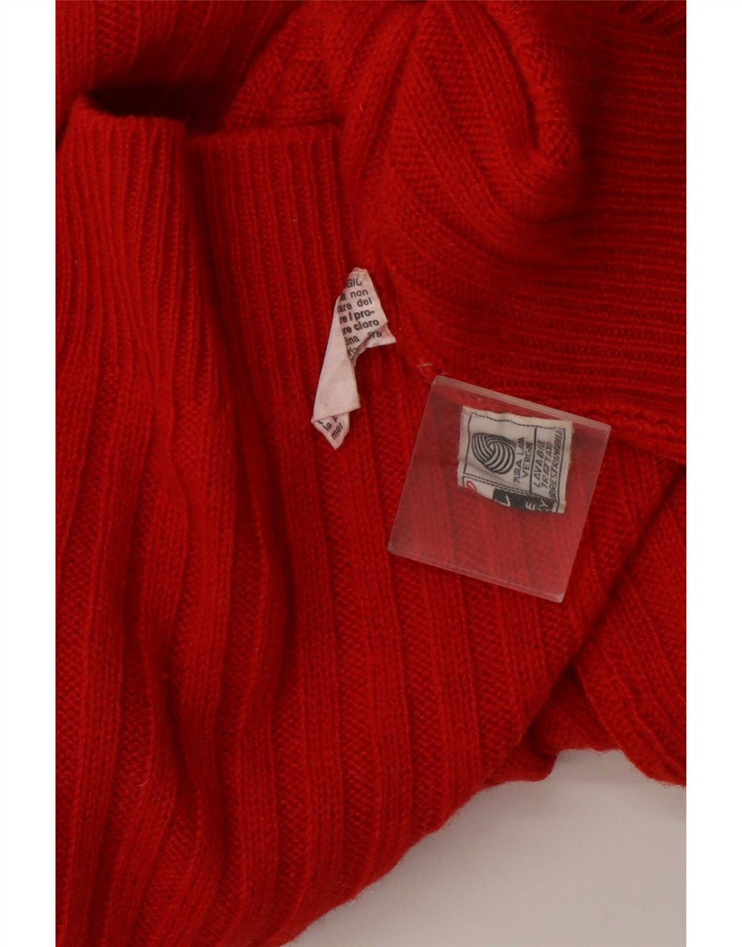 Suéter feminino vintage com gola redonda Reino Unido 12 lã vermelha média