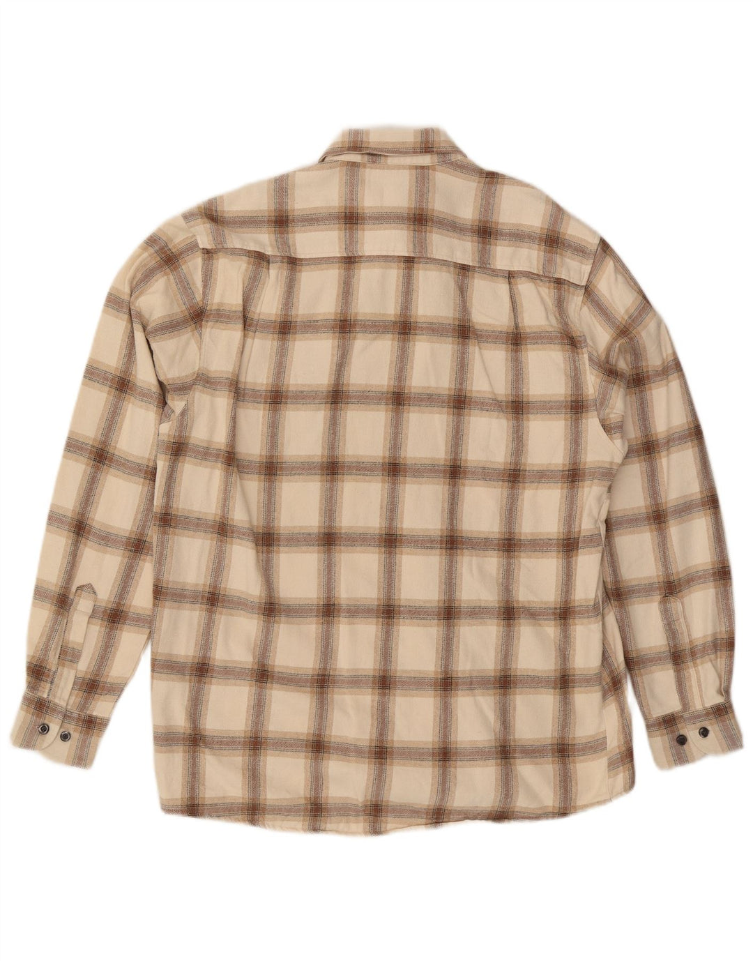 Camisa masculina de flanela CAMARGUE tamanho 39/40 algodão xadrez bege médio