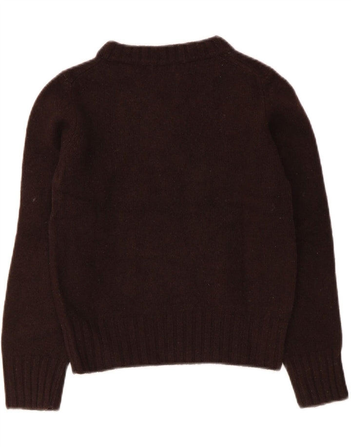 BENETTON Girls V-Neck Jumper Sweater 10-11 Years Brown Vintage Benetton and Second-Hand Benetton from Messina Hembry 