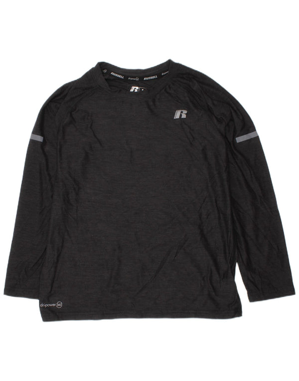 Russell Athletic Boys Dri-Power Top manga comprida 7-8 anos médio preto