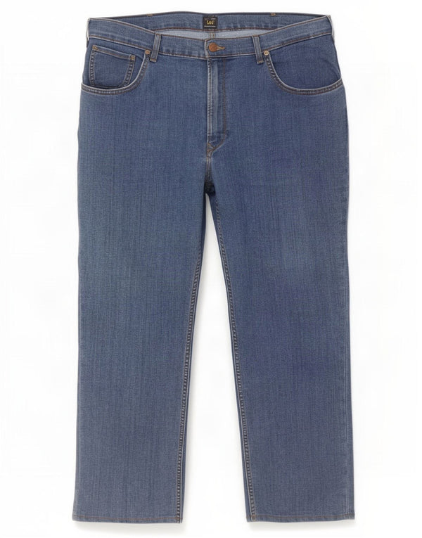 Lee Mens Brooklyn Straight Jeans W42 L28 Azul Algodão