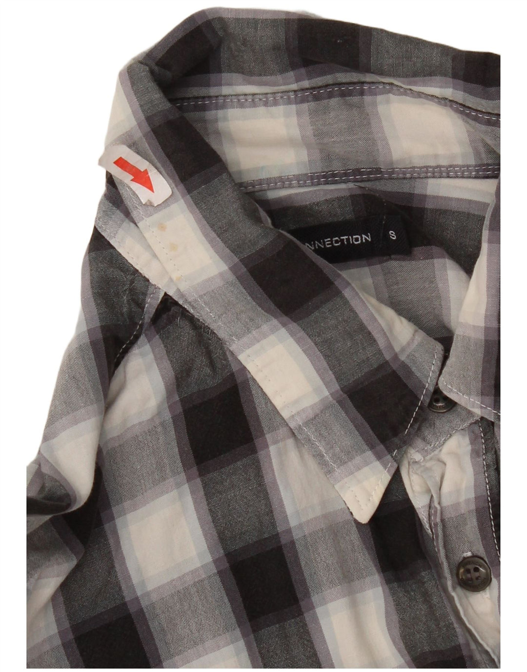 Camisa masculina French Connection pequena xadrez preta de algodão
