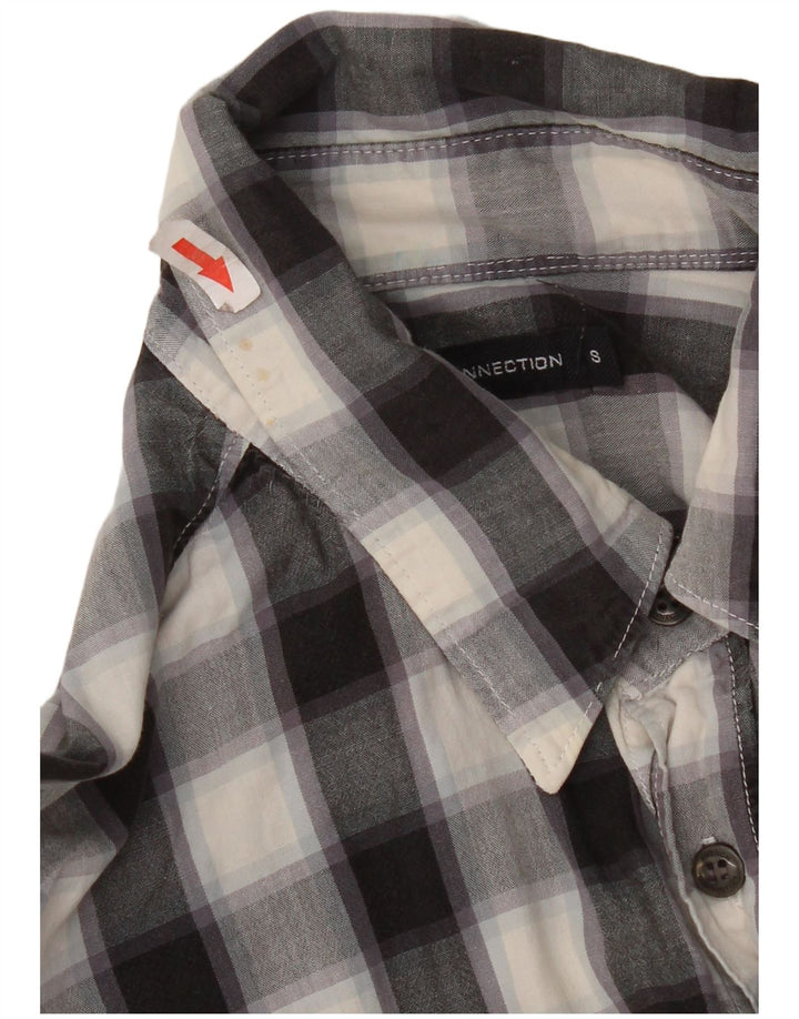 Camisa masculina French Connection pequena xadrez preta de algodão