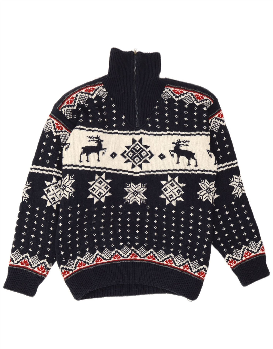 F.LLI Campagnolo Suéter masculino com gola e zíper médio azul marinho natal