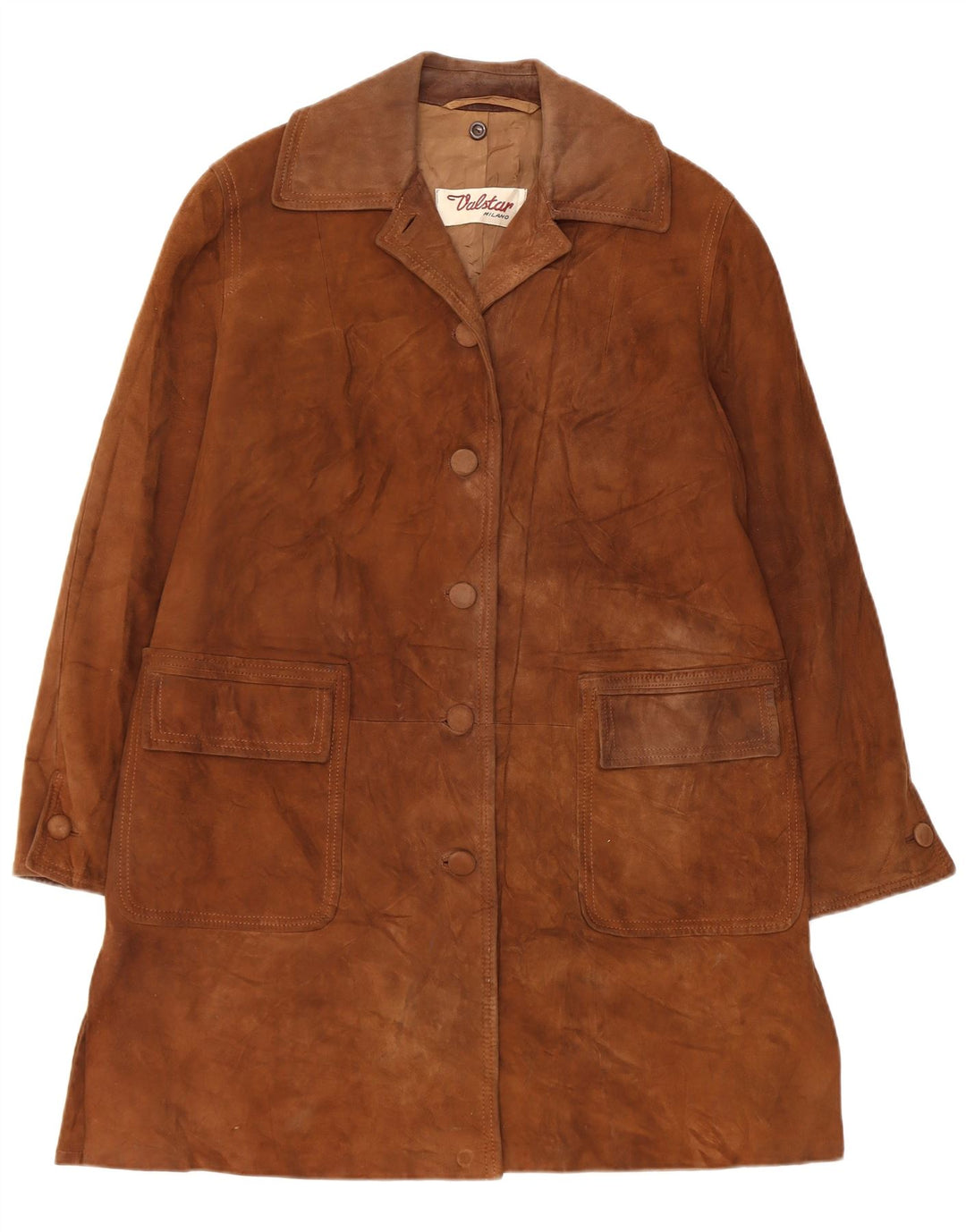 VALSTAR Womens Milano Suede Overcoat UK 14 Medium Brown