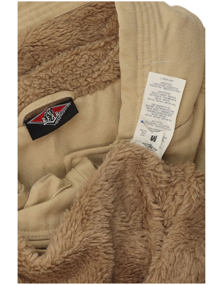 Jaqueta bomber masculina com capuz Bear UK 38 algodão bege médio