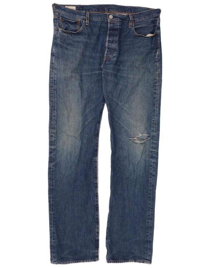 LEVI'S Masculino 501 Straight Jeans W36 L34 Azul Algodão