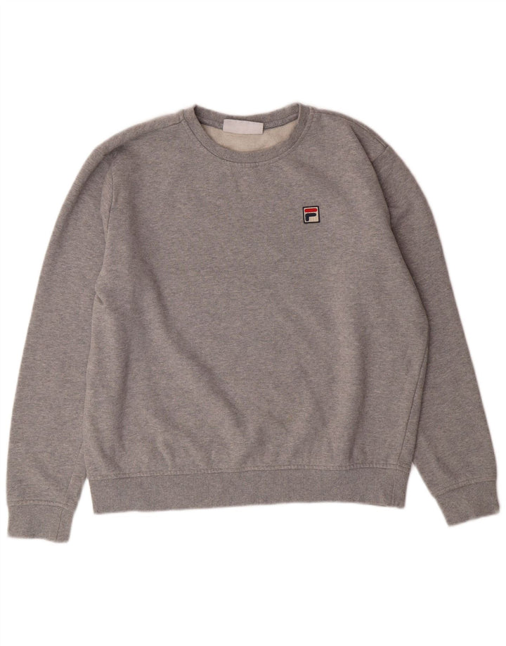 FILA moletom feminino jumper UK 16 grande algodão cinza