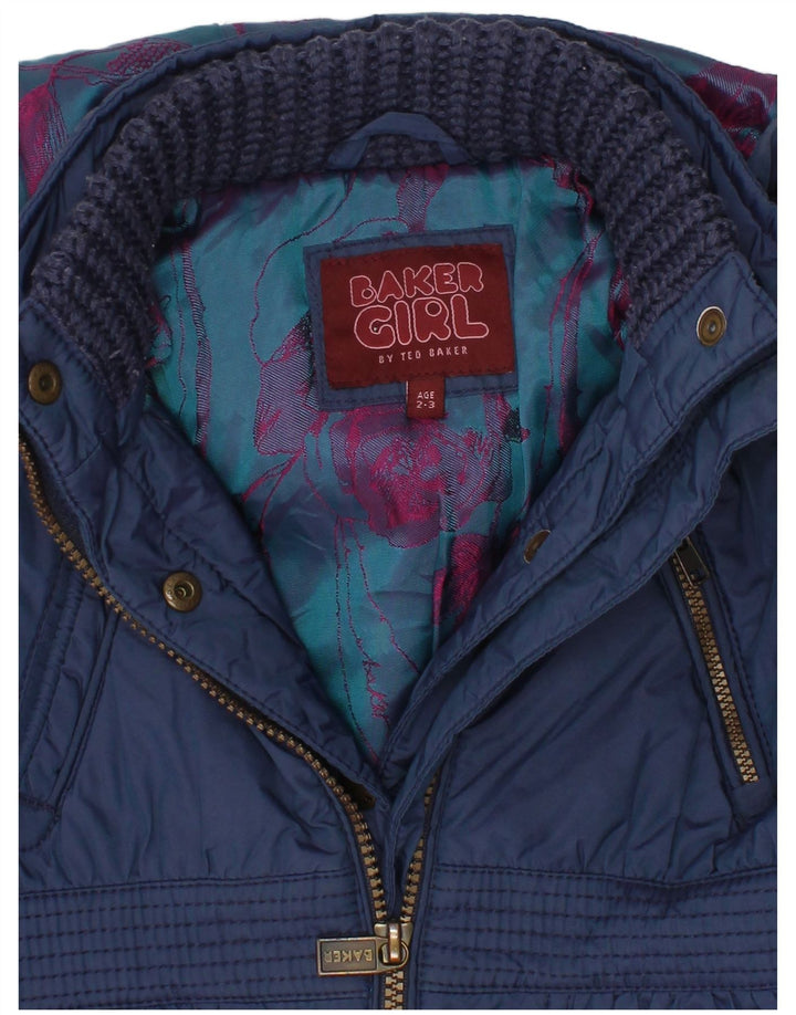 Casaco acolchoado com capuz para meninas TED BAKER 2-3 anos azul marinho nylon
