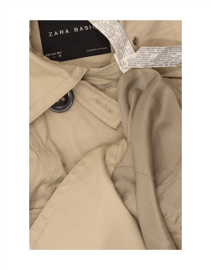 Zara Womens Trench Coat UK 14 Grande Bege Nylon