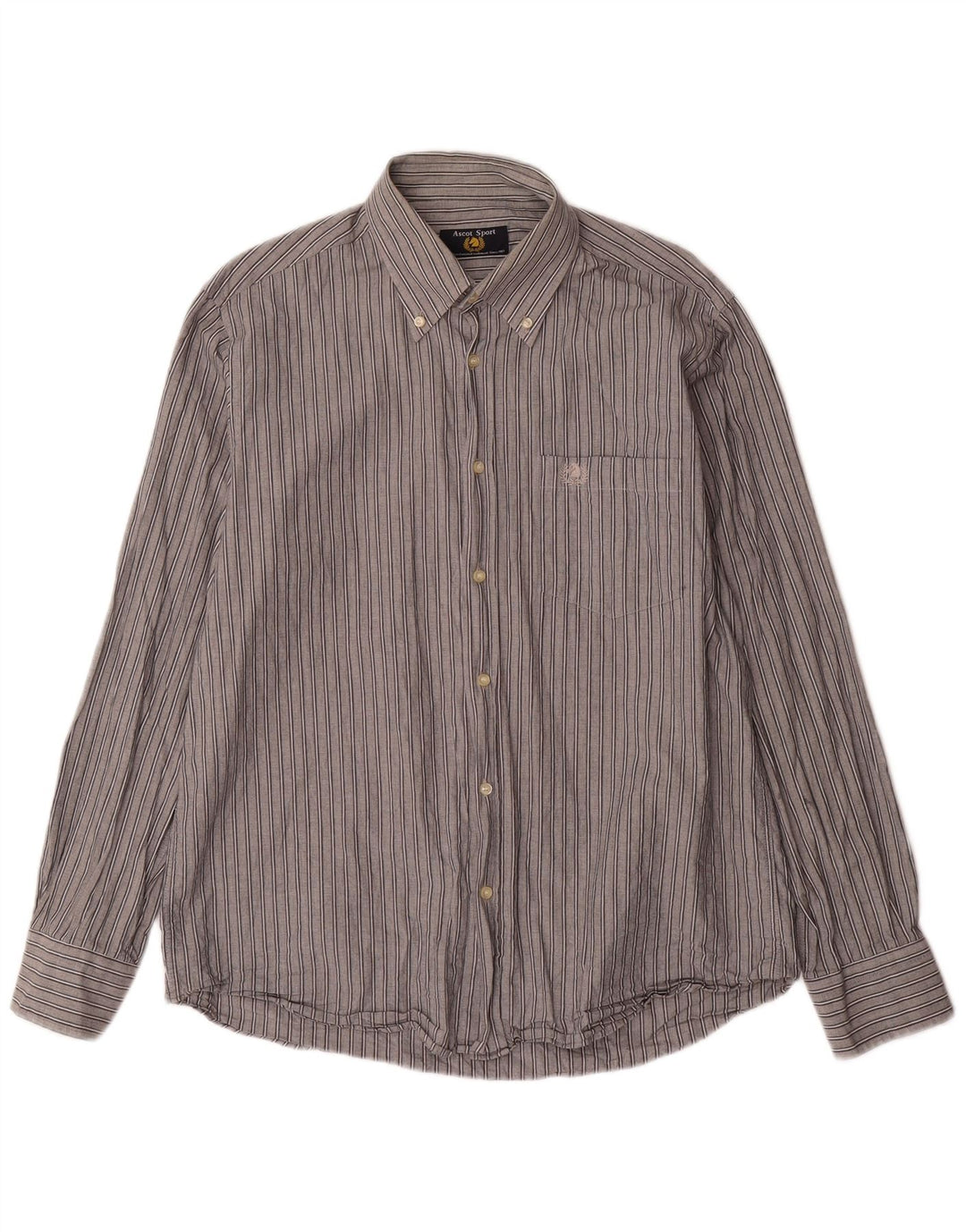 Camisa masculina ASCOT SPORTS grande algodão listrado cinza