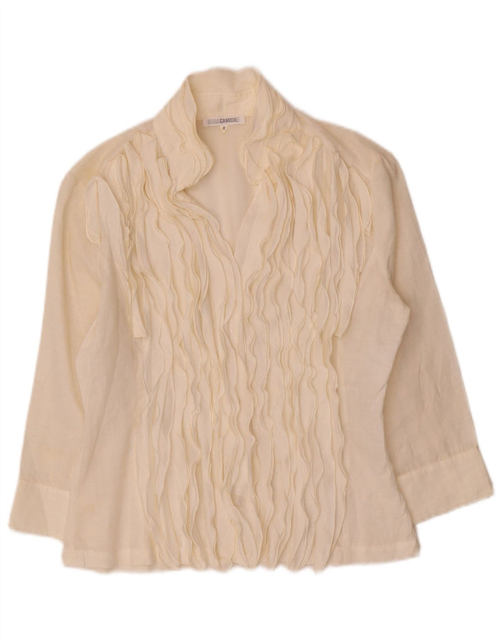 Blusa feminina Naracamicie manga 3/4 grande EUA 0 XS off white