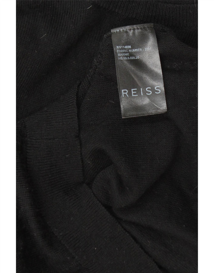 Suéter feminino Reiss com gola canoa e gola redonda Reino Unido 14 lã preta média