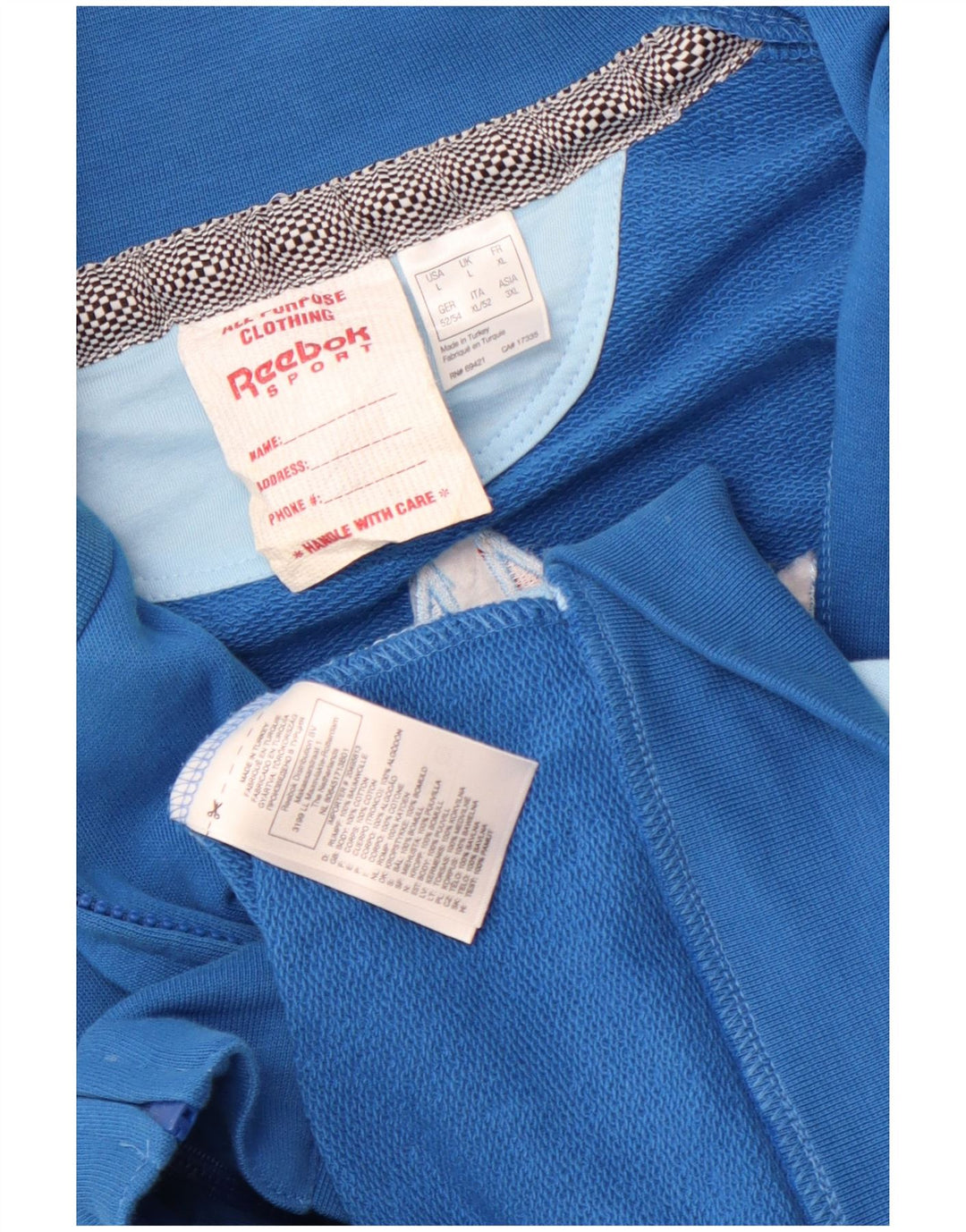 Reebok Mens Graphic Tracksuit Top Jacket Grande Azul Colorblock Algodão