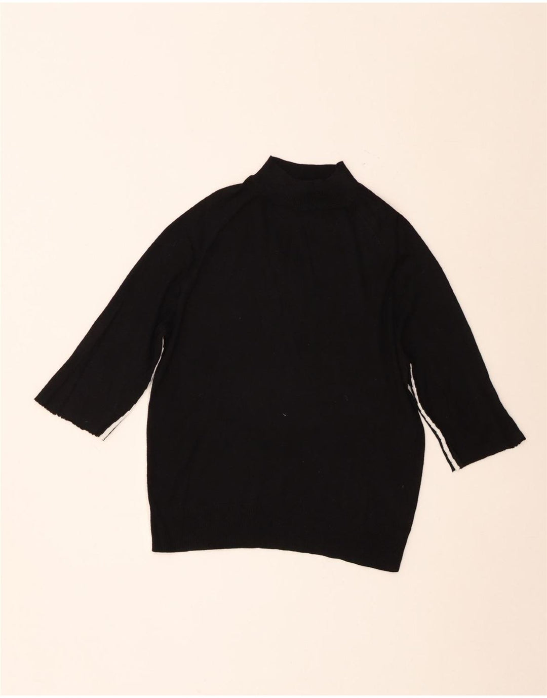 Suéter feminino Zara manga 3/4 com gola tartaruga Reino Unido 14 médio preto