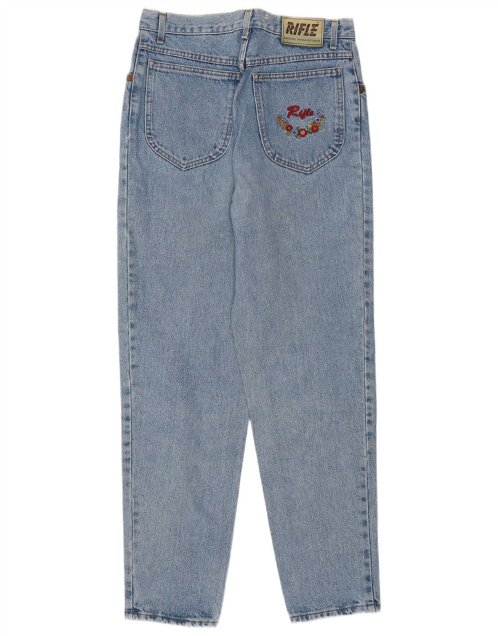 Rifle feminino cintura alta cônico jeans W28 L29 azul