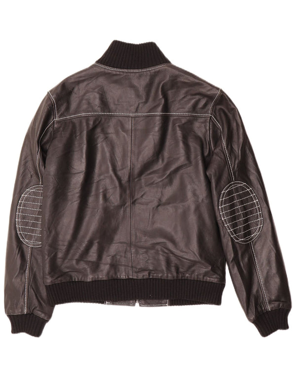 Jaqueta de couro feminina vintage UK 14 grande preta