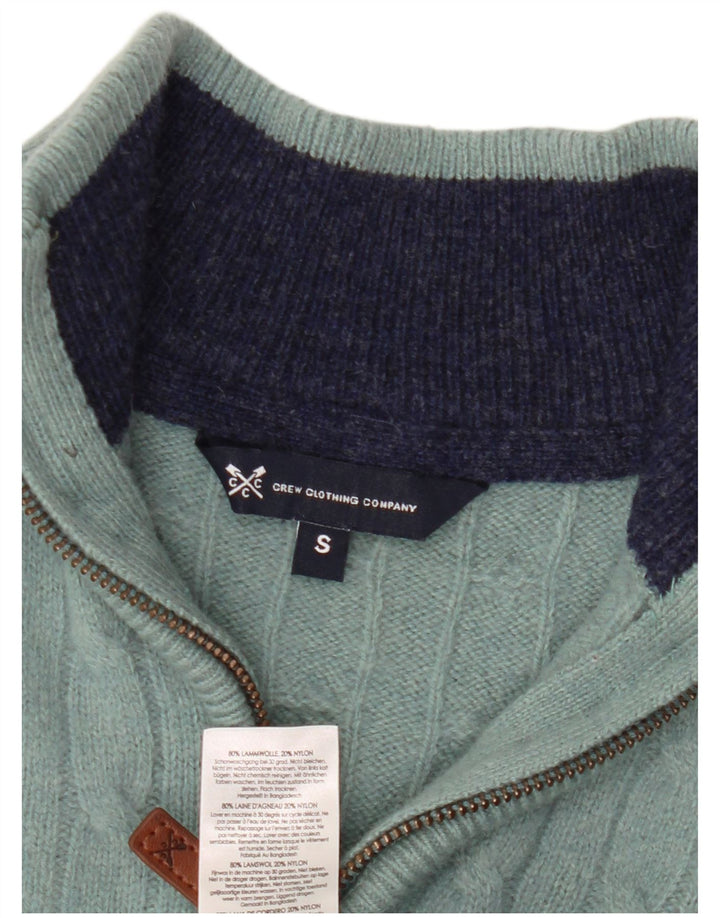 Crew Clothing Masculino Zip Neck Jumper Suéter Pequeno Lã Verde