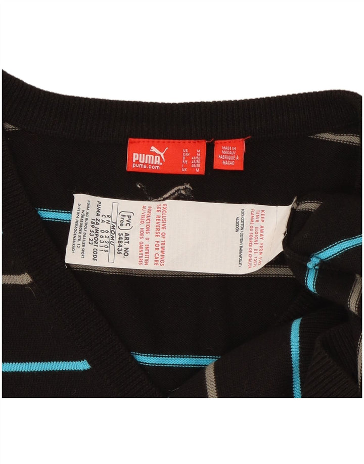 Puma Mens Vest Tank Top Médio Algodão Listrado Preto