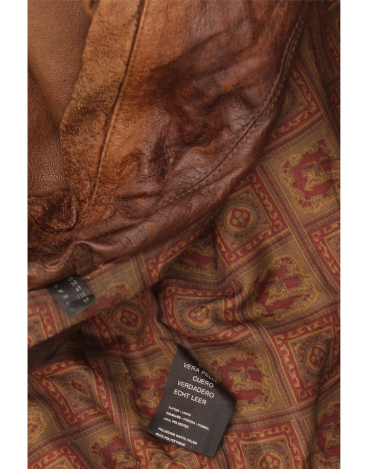 Jaqueta de couro masculina vintage IT 58 4XL couro marrom