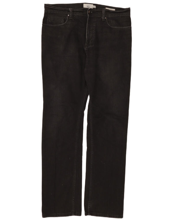 Calça jeans reta regular masculina Marks & Spencer W34 L33 algodão preto