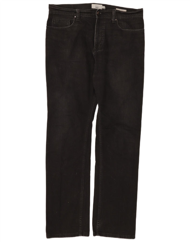 Calça jeans reta regular masculina Marks & Spencer W34 L33 algodão preto