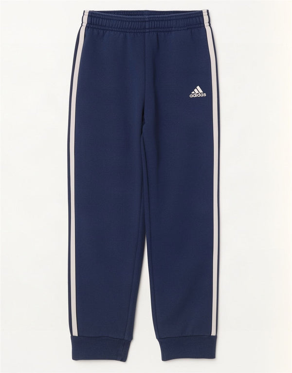 Adidas meninos calças de treino joggers 6-7 anos azul marinho algodão
