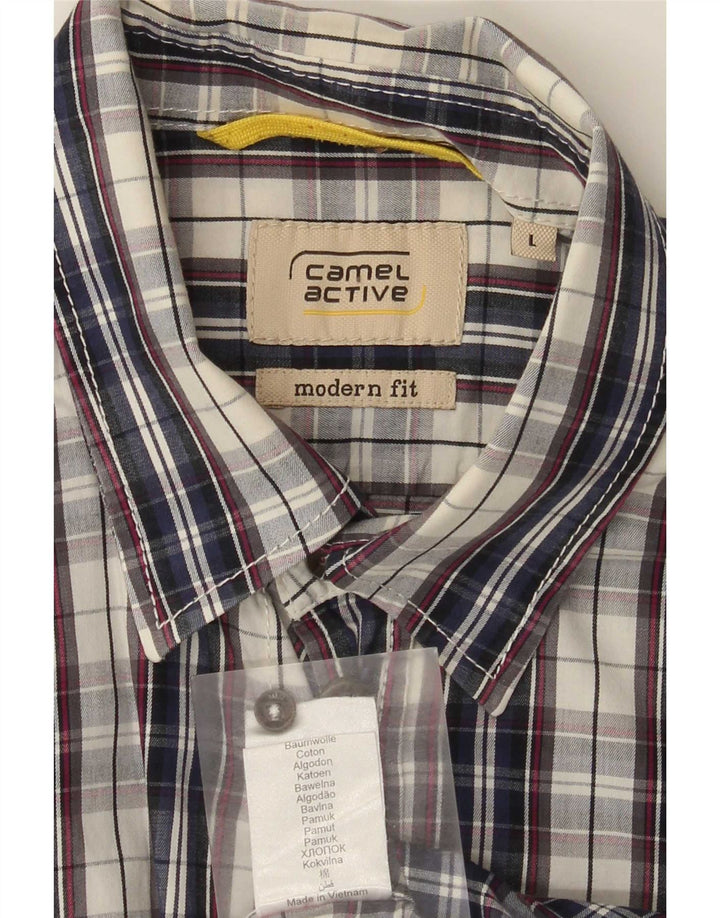 Camisa masculina Camel Active grande algodão xadrez azul