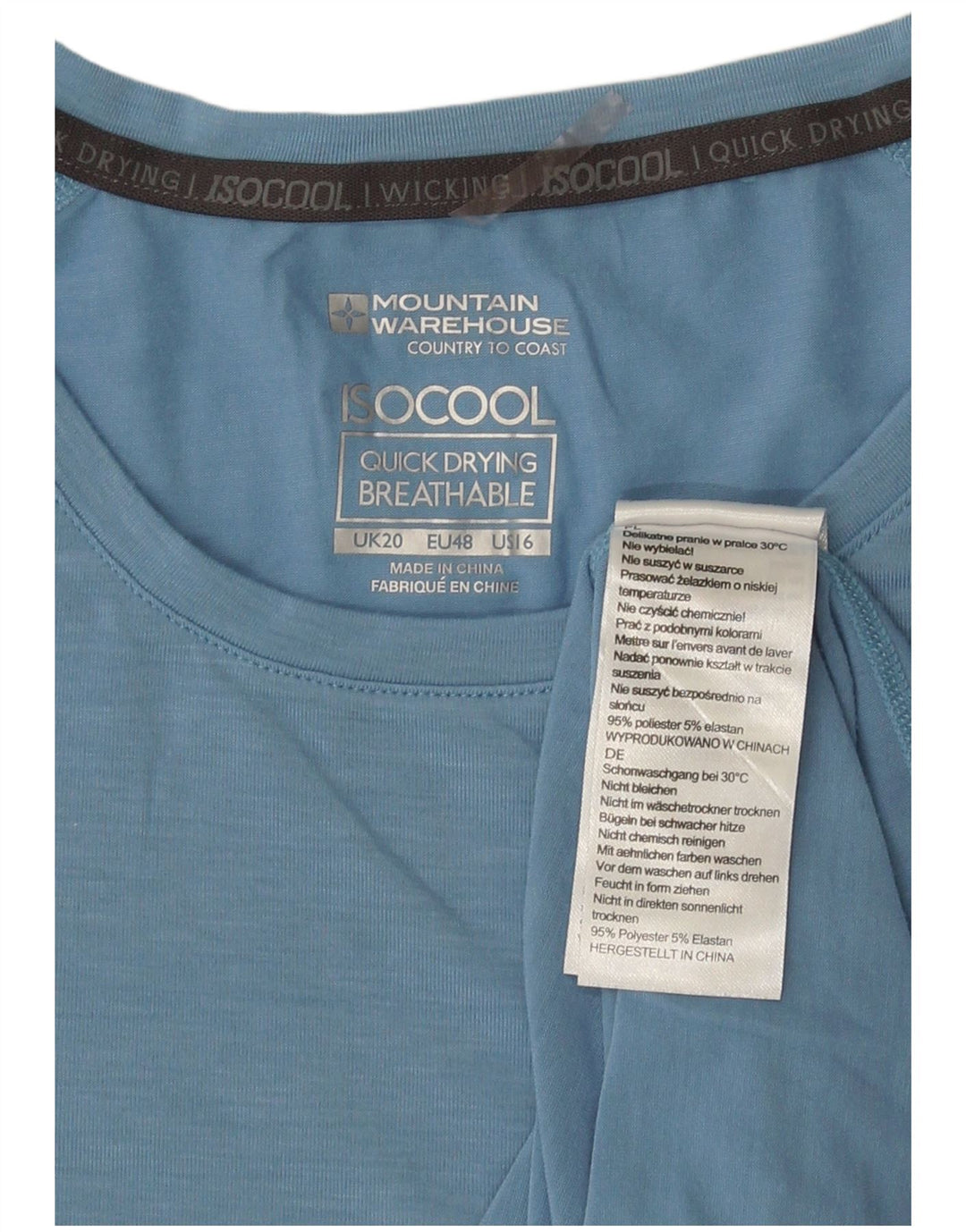 Camiseta feminina IsoCool Mountain Warehouse UK 20 2XL azul poliéster