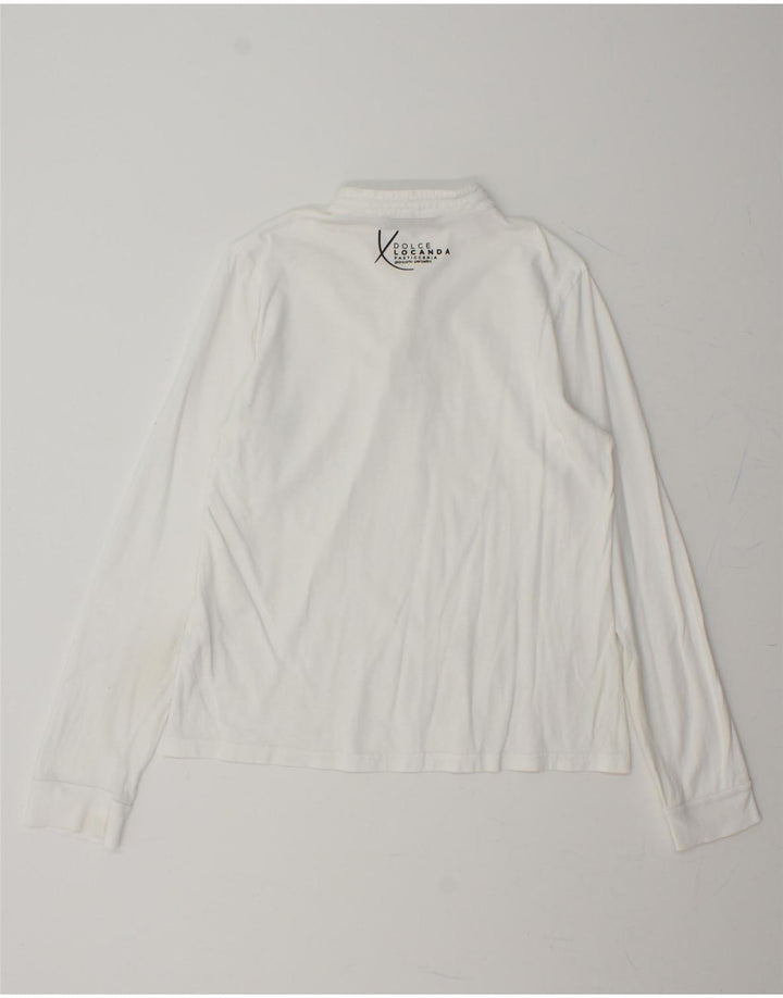 TRUSSARDI Womens Polo Shirt UK 14 Medium White Cotton Vintage Trussardi and Second-Hand Trussardi from Messina Hembry 