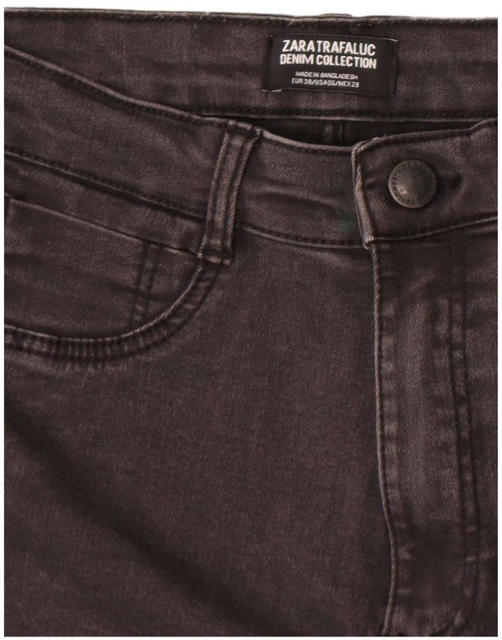 Zara Jeans skinny feminino desgastado UE 38 pequeno W28 L29 cinza
