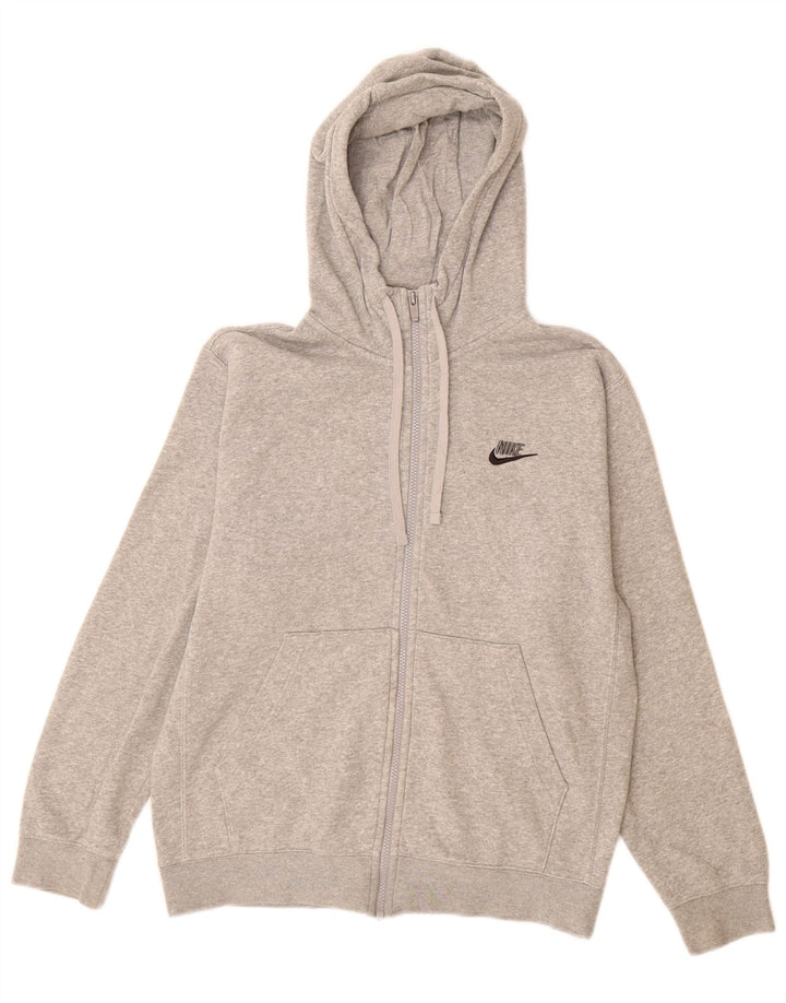 Suéter Nike masculino com capuz e zíper pequeno algodão cinza