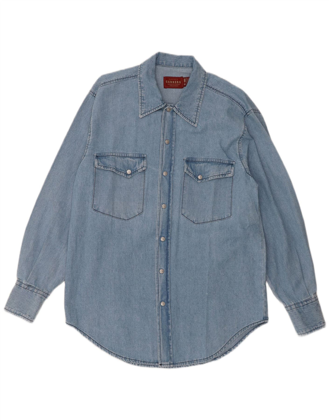 Camisa jeans masculina Carrera tamanho 41/42 grande algodão azul