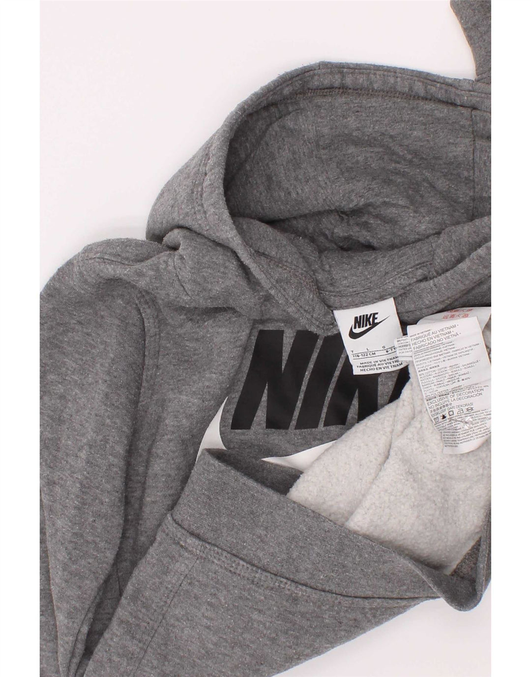 Jumper com capuz gráfico Nike Boys 6-7 anos algodão cinza