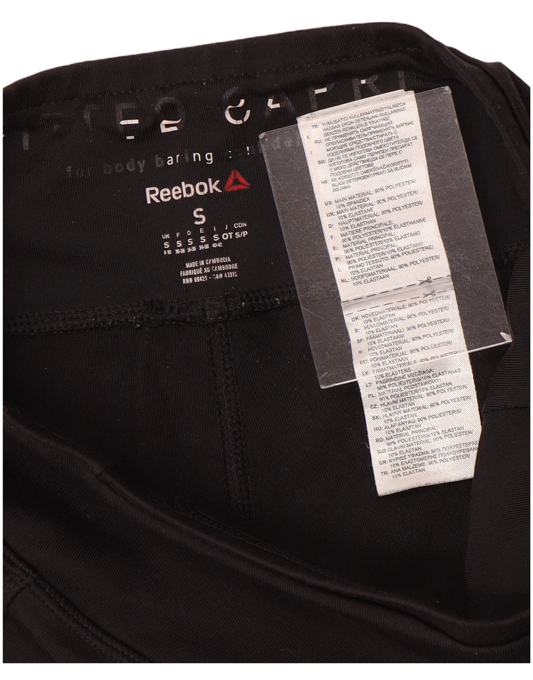 Leggings Capri Reebok Feminino UK 8/10 Pequeno Poliéster Preto