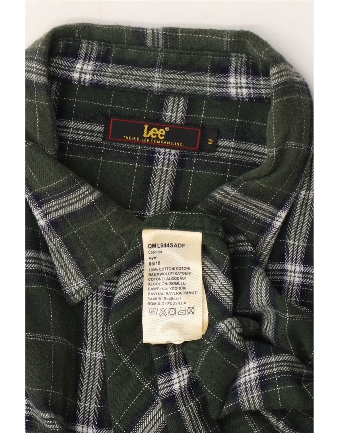 Camisa masculina de flanela Lee algodão xadrez verde médio