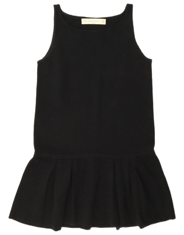 Vestido feminino Zara sem mangas com cintura baixa regular Reino Unido 14 grande preto acrílico