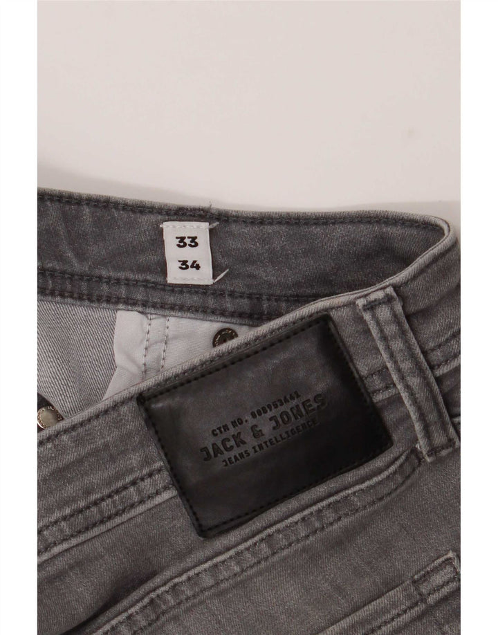 Jack & Jones Masculino GLENN Slim Jeans W33 L34 Cinza