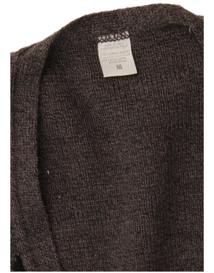 Suéter cardigã masculino VINTAGE cinza médio Argyle/acrílico diamante