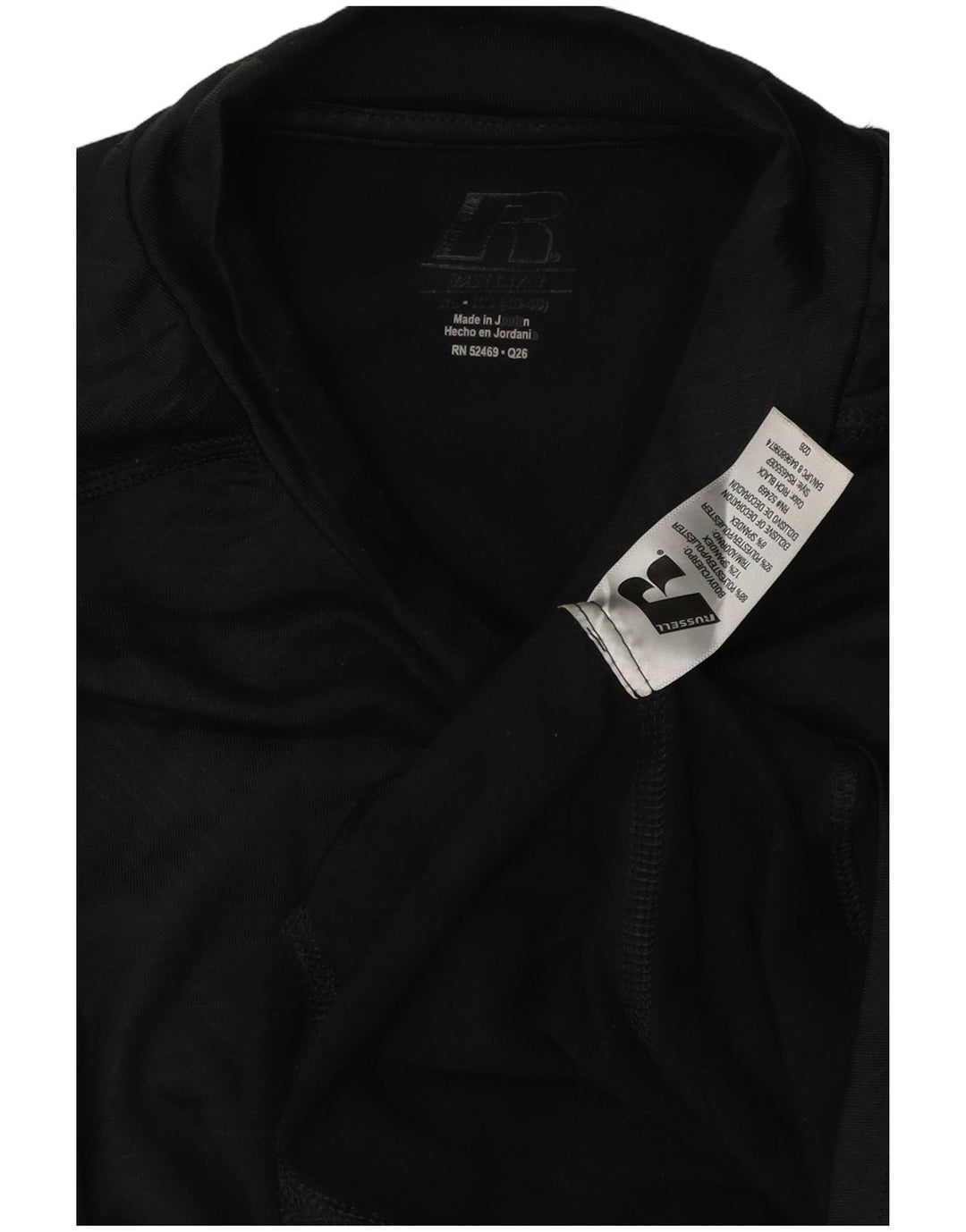 Russell Athletic Mens Dri-Power Gráfico Top Manga Longa XL Preto Geométrico