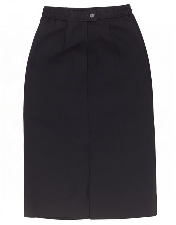 Saia lápis feminina vintage UK 12 médio W28 poliéster azul marinho