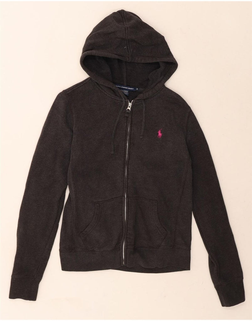RALPH LAUREN Womens Zip Hoodie Sweater UK 12 Medium Grey Cotton Vintage Ralph Lauren and Second-Hand Ralph Lauren from Messina Hembry 