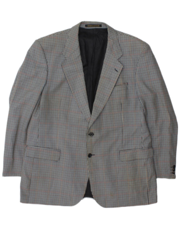 Jaqueta blazer masculina de 2 botões Marks & Spencer UK 46 XL azul xadrez lã