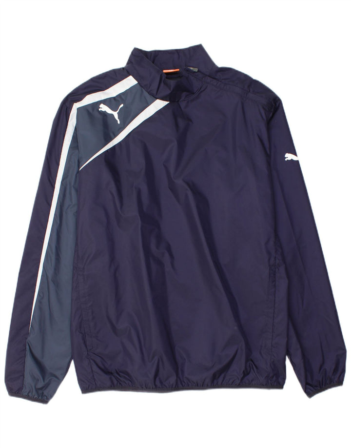 Puma Mens Graphic Pullover Treino Top Grande Azul Marinho Colorblock