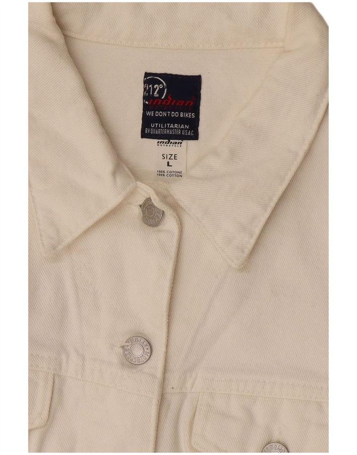 Jaqueta jeans feminina indiana para motociclo, algodão branco grande Reino Unido 14