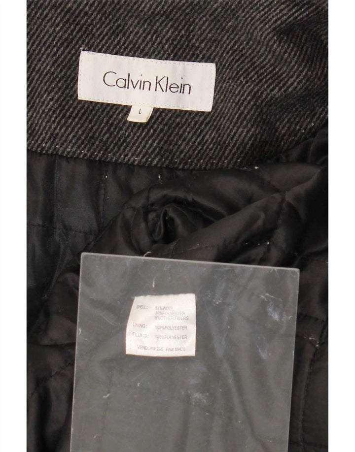 Jaqueta utilitária masculina Calvin Klein Reino Unido 40 grande lã listrada cinza