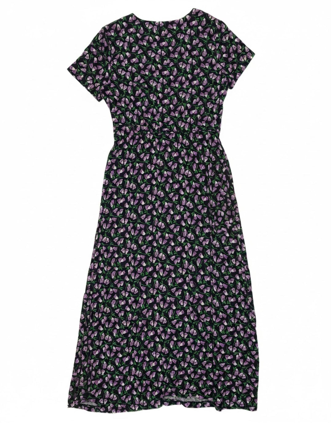 SEASALT Vestido maxi feminino UK 12 algodão floral preto médio