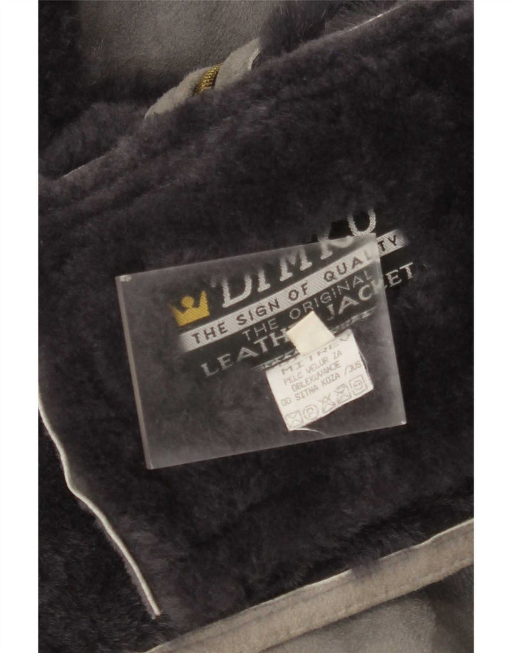 Colete masculino vintage Shearling IT 54 2XL couro cinza