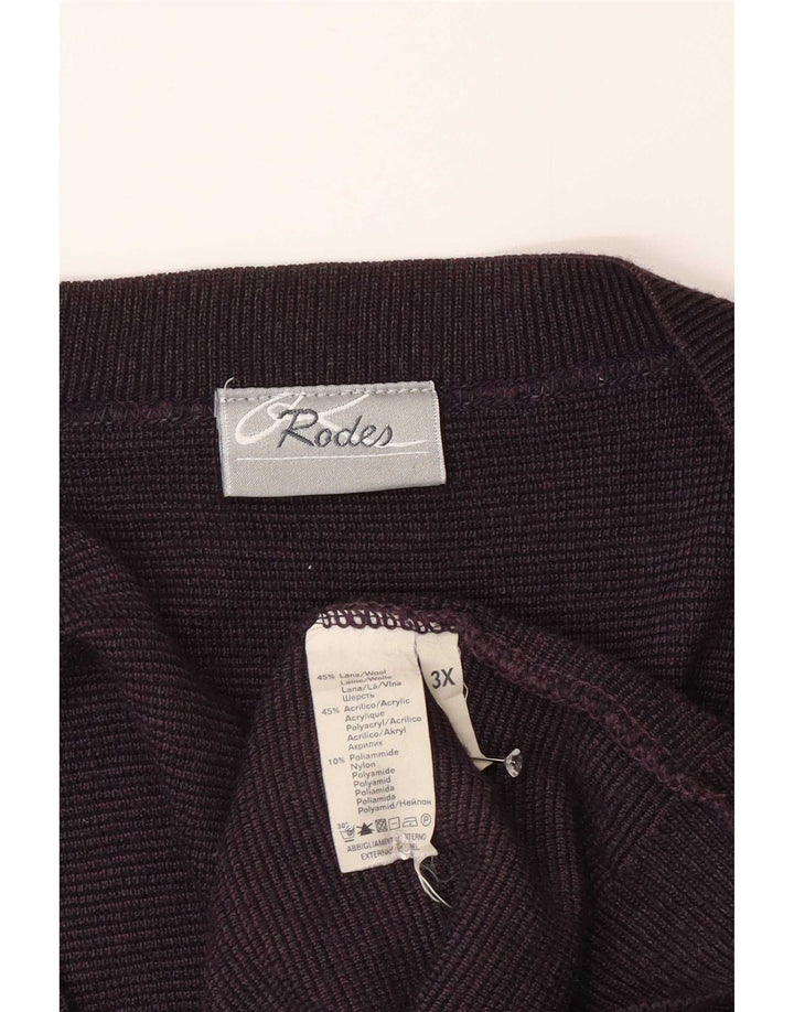 Suéter cardigã masculino Rodes 2XL roxo Argyle/lã diamante