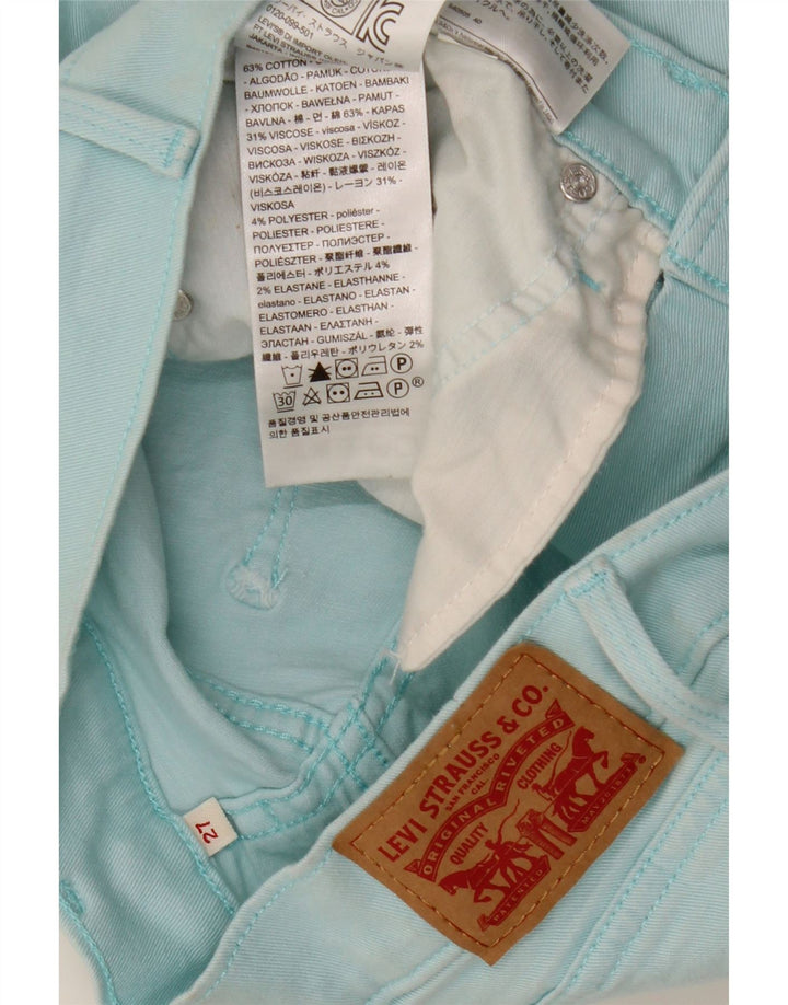 Shorts jeans feminino LEVI'S W27 pequeno algodão turquesa